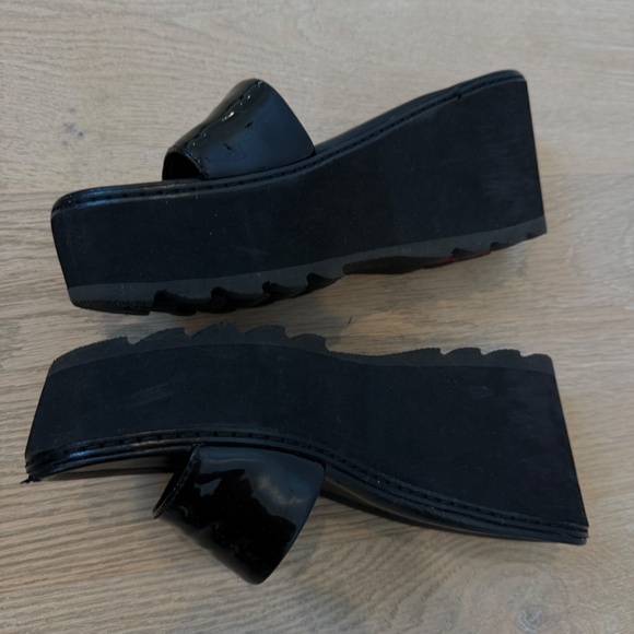 PRADA PLATFORM SLIDES, BLACK PATENT, 35.5 - Picture 3 of 5